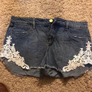 Denim floral shorts